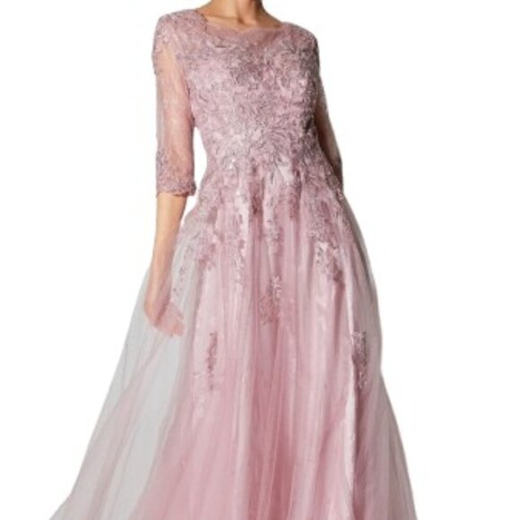 NWT Eureka Fashion 9660 Lace Mother of the Bride Dress Dusty Rose XL